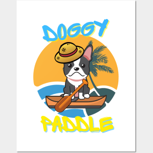 Cute French Bulldog doing the doggy paddle on a boat Posters and Art